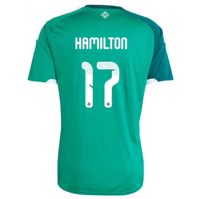 Danxen Niño Camiseta Irlanda Del Norte Caragh Hamilton #17 Verde Blanco 1ª Equipación 26-28 La Camisa