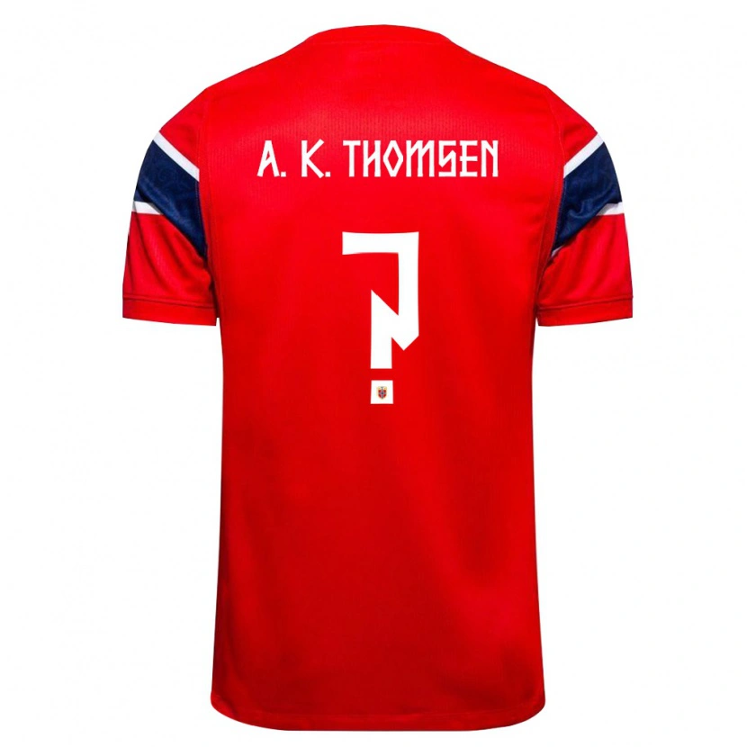 Danxen Niño Camiseta Noruega Adrian Konglevoll Thomsen #0 Rojo Marino Blanco 1ª Equipación 26-28 La Camisa