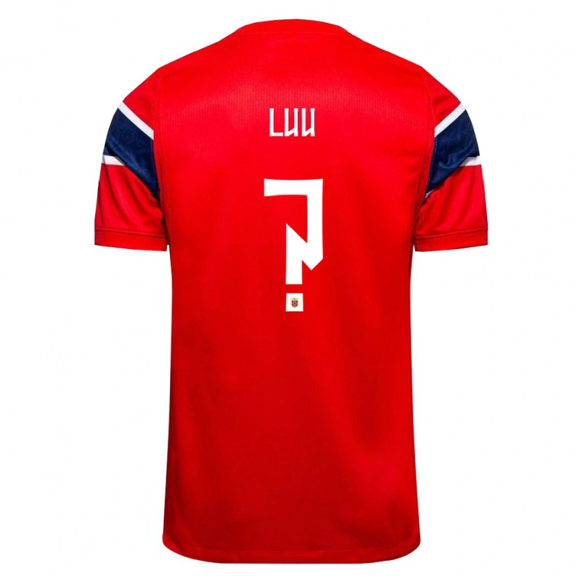 Danxen Niño Camiseta Noruega Liam Luu #0 Rojo Marino Blanco 1ª Equipación 26-28 La Camisa