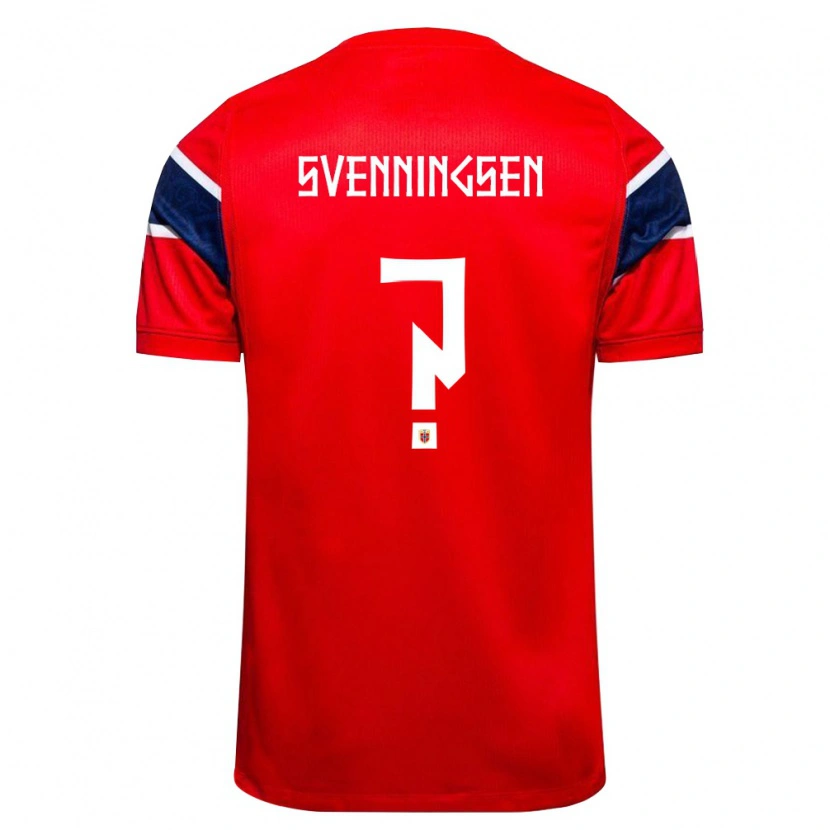 Danxen Niño Camiseta Noruega Lucas Svenningsen #0 Rojo Marino Blanco 1ª Equipación 26-28 La Camisa