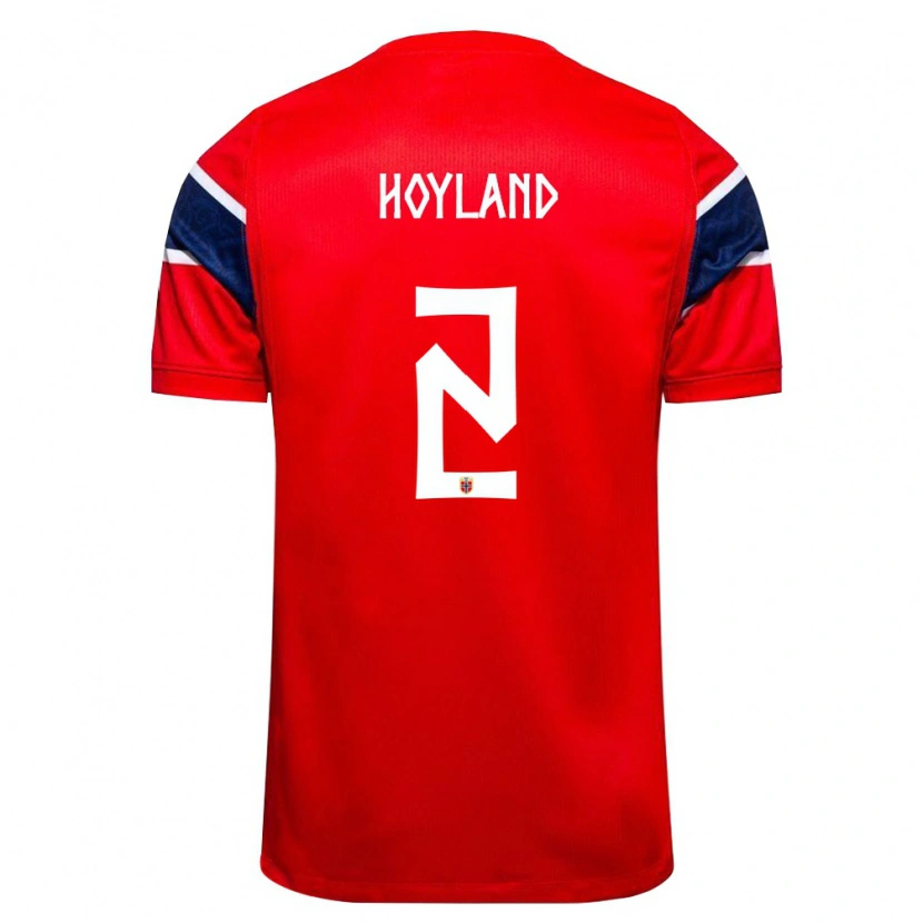 Danxen Niño Camiseta Noruega Luca Høyland #2 Rojo Marino Blanco 1ª Equipación 26-28 La Camisa
