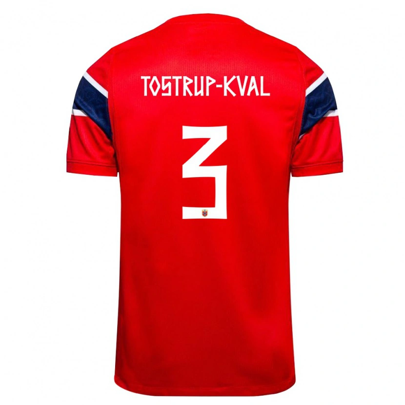 Danxen Niño Camiseta Noruega Isac Tostrup-Kval #3 Rojo Marino Blanco 1ª Equipación 26-28 La Camisa