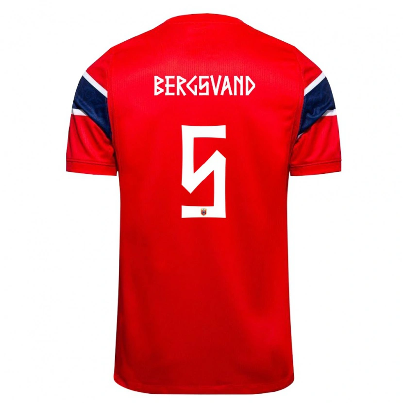 Danxen Niño Camiseta Noruega Guro Bergsvand #5 Rojo Marino Blanco 1ª Equipación 26-28 La Camisa