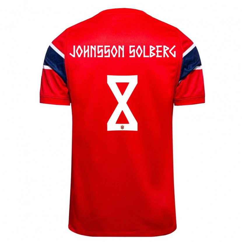 Danxen Niño Camiseta Noruega Elias Johnsson Solberg #8 Rojo Marino Blanco 1ª Equipación 26-28 La Camisa