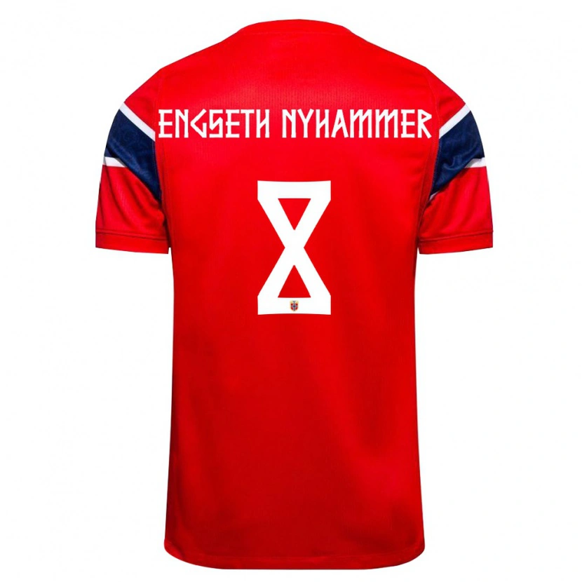 Danxen Niño Camiseta Noruega Troy Engseth Nyhammer #8 Rojo Marino Blanco 1ª Equipación 26-28 La Camisa