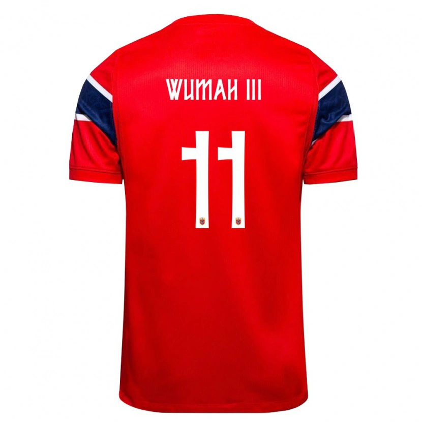 Danxen Niño Camiseta Noruega Edward Wumah Iii #11 Rojo Marino Blanco 1ª Equipación 26-28 La Camisa