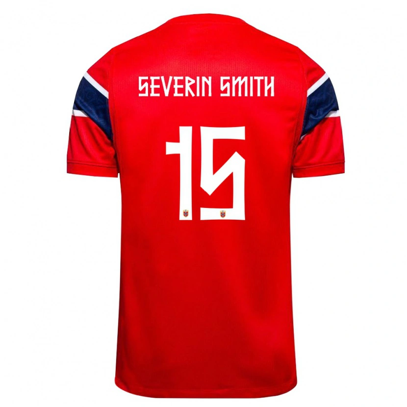 Danxen Niño Camiseta Noruega Daniel Severin Smith #15 Rojo Marino Blanco 1ª Equipación 26-28 La Camisa