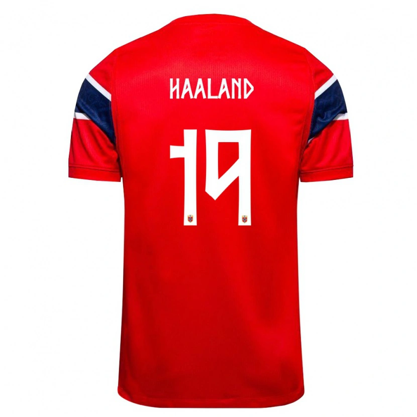 Danxen Niño Camiseta Noruega Markus Haaland #19 Rojo Marino Blanco 1ª Equipación 26-28 La Camisa