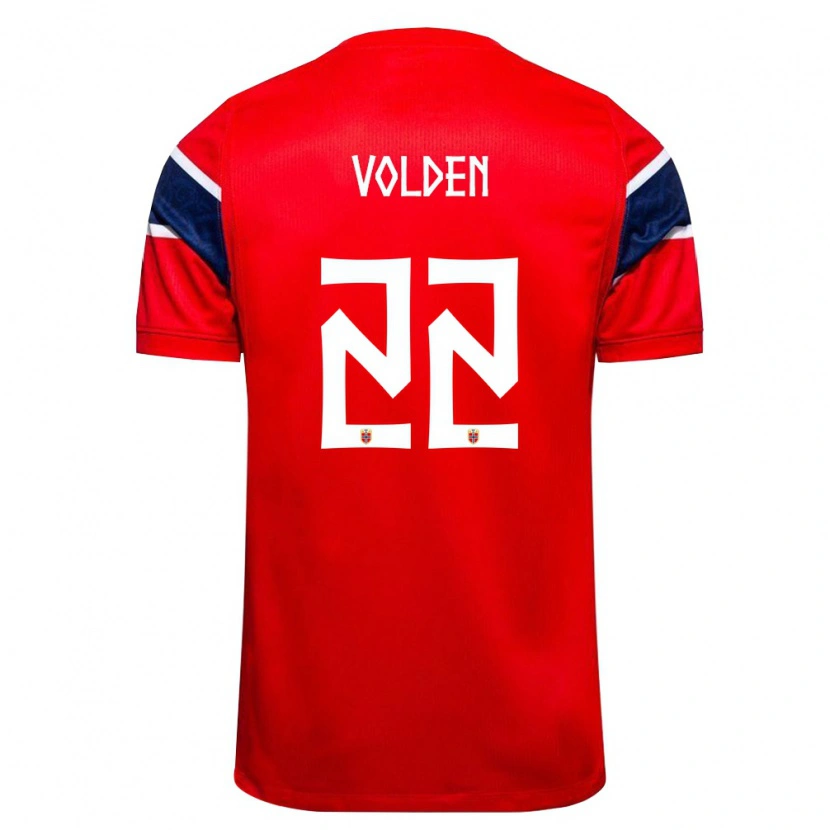Danxen Niño Camiseta Noruega Håkon Volden #22 Rojo Marino Blanco 1ª Equipación 26-28 La Camisa