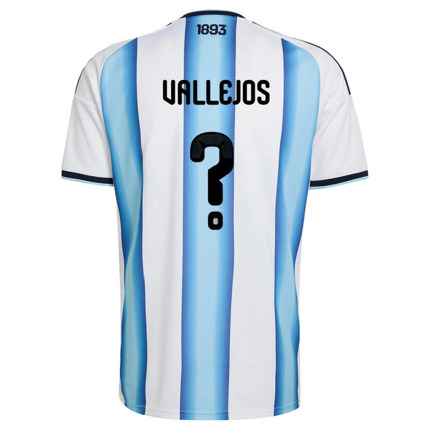 Danxen Niño Camiseta Argentina Benjamin Vallejos #0 Blanco Azul Cielo Marino 1ª Equipación 26-28 La Camisa