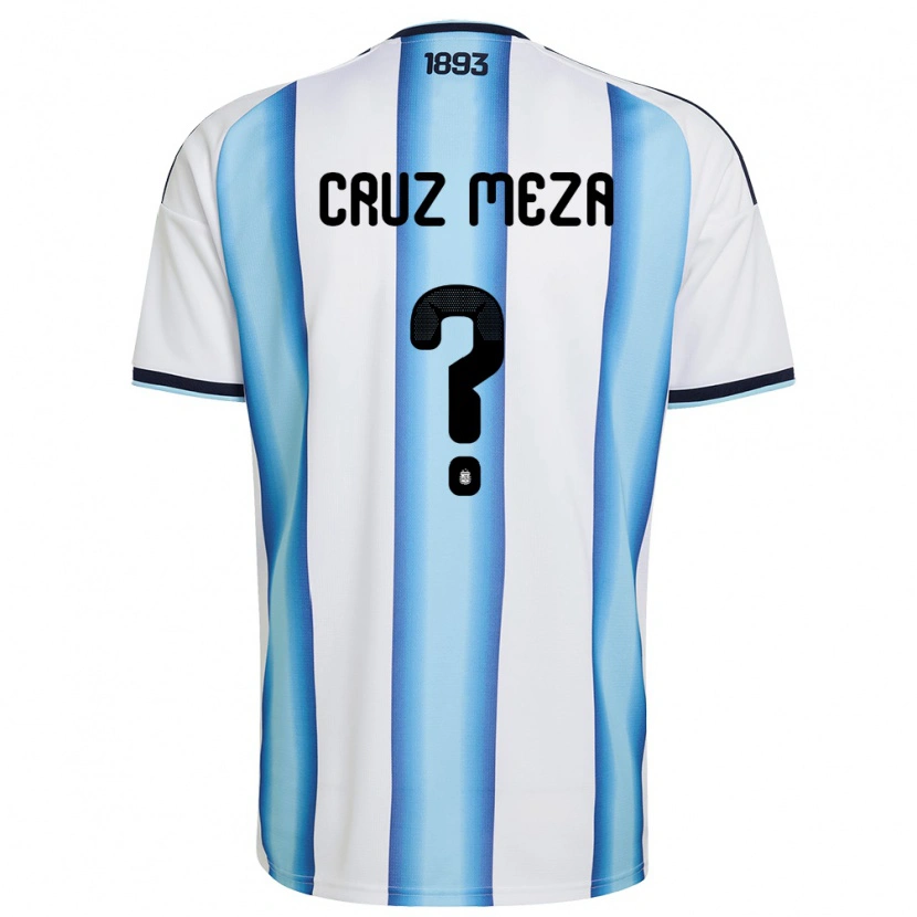 Danxen Niño Camiseta Argentina Juan Cruz Meza #0 Blanco Azul Cielo Marino 1ª Equipación 26-28 La Camisa