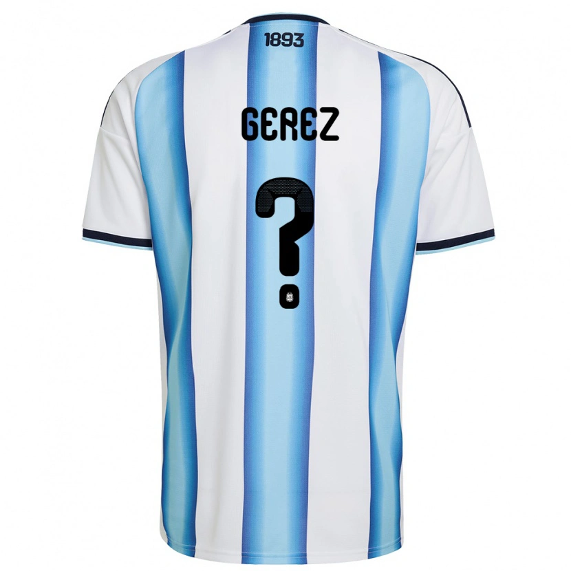 Danxen Niño Camiseta Argentina Mariano Gerez #0 Blanco Azul Cielo Marino 1ª Equipación 26-28 La Camisa