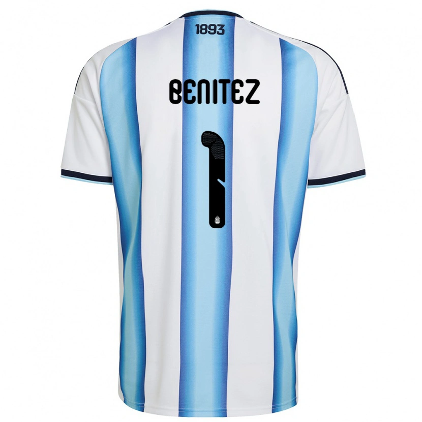 Danxen Niño Camiseta Argentina Walter Benítez #1 Blanco Azul Cielo Marino 1ª Equipación 26-28 La Camisa