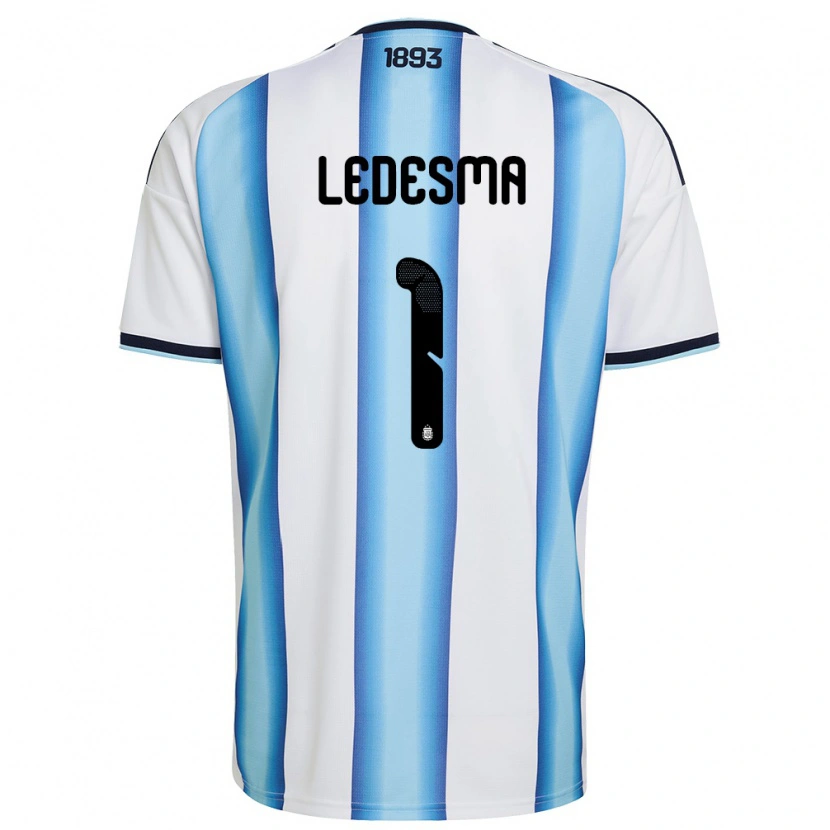 Danxen Niño Camiseta Argentina Jeremias Ledesma #1 Blanco Azul Cielo Marino 1ª Equipación 26-28 La Camisa