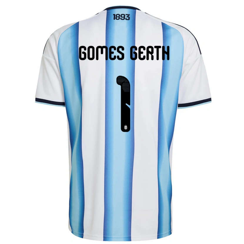 Danxen Niño Camiseta Argentina Federico Gomes Gerth #1 Blanco Azul Cielo Marino 1ª Equipación 26-28 La Camisa