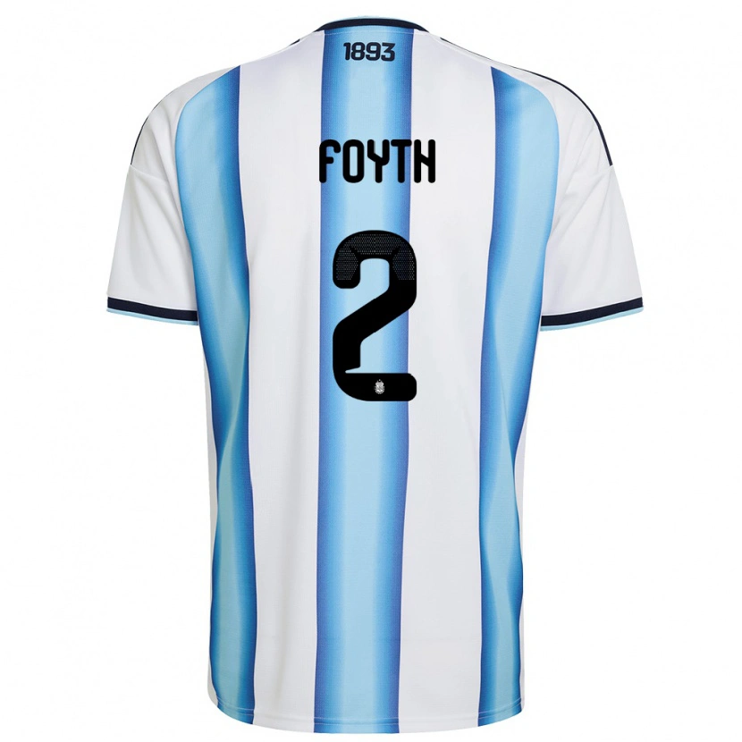 Danxen Niño Camiseta Argentina Juan Foyth #2 Blanco Azul Cielo Marino 1ª Equipación 26-28 La Camisa