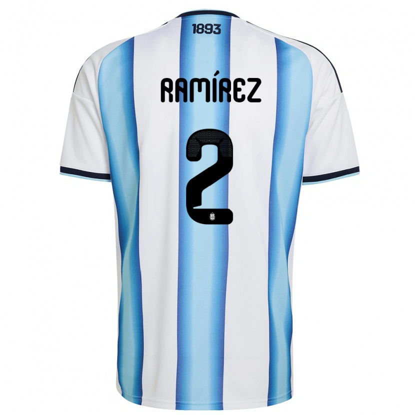 Danxen Niño Camiseta Argentina Tobías Ramírez #2 Blanco Azul Cielo Marino 1ª Equipación 26-28 La Camisa