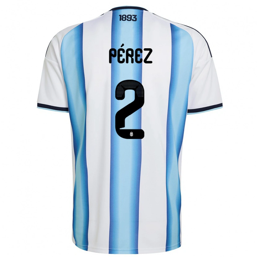 Danxen Niño Camiseta Argentina Nehuen Perez #2 Blanco Azul Cielo Marino 1ª Equipación 26-28 La Camisa