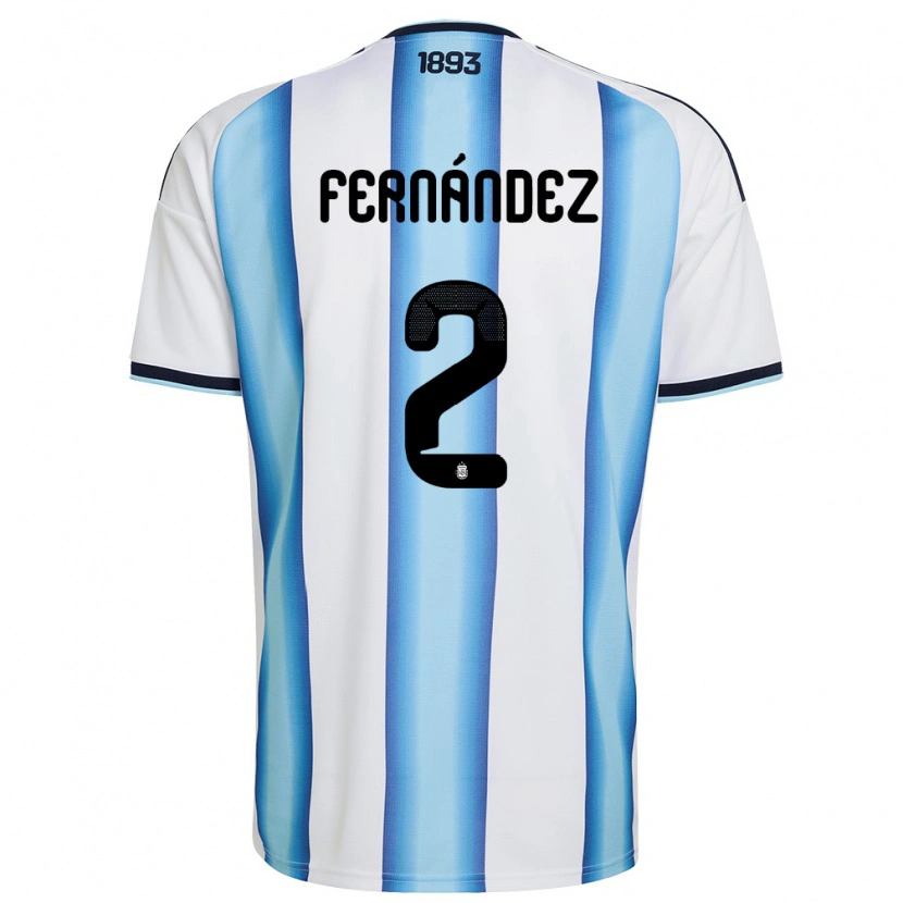 Danxen Niño Camiseta Argentina Damián Fernández #2 Blanco Azul Cielo Marino 1ª Equipación 26-28 La Camisa