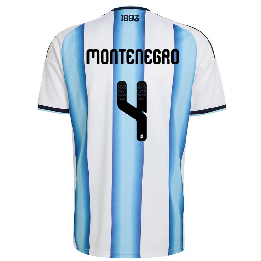 Danxen Niño Camiseta Argentina Ramiro Montenegro #4 Blanco Azul Cielo Marino 1ª Equipación 26-28 La Camisa