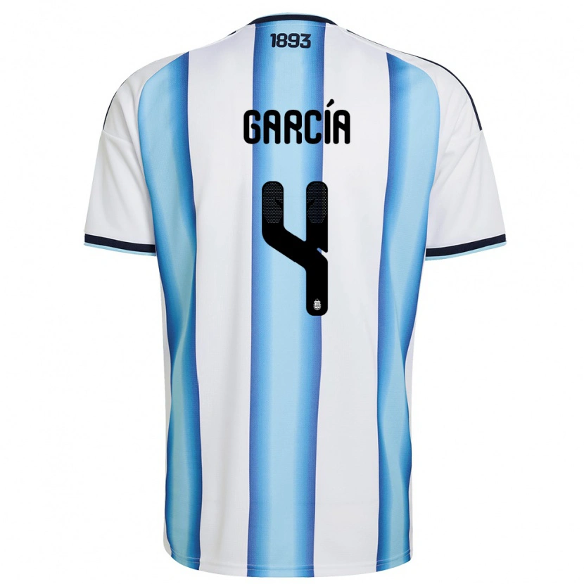 Danxen Niño Camiseta Argentina Joaquín García #4 Blanco Azul Cielo Marino 1ª Equipación 26-28 La Camisa