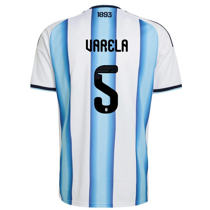 Danxen Niño Camiseta Argentina Alan Varela #5 Blanco Azul Cielo Marino 1ª Equipación 26-28 La Camisa