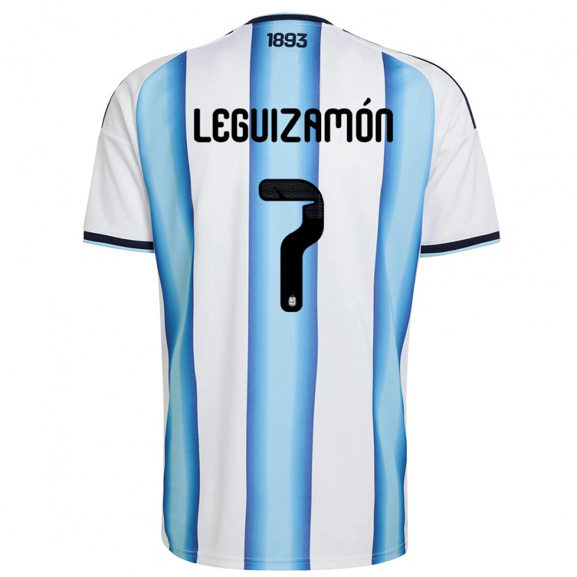 Danxen Niño Camiseta Argentina Luciano Leguizamón #7 Blanco Azul Cielo Marino 1ª Equipación 26-28 La Camisa
