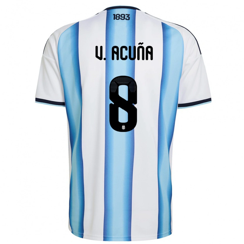 Danxen Niño Camiseta Argentina Valentino Acuña #8 Blanco Azul Cielo Marino 1ª Equipación 26-28 La Camisa