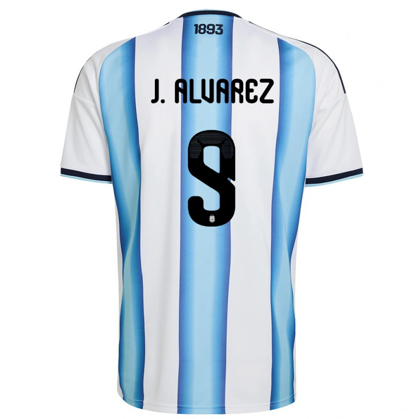 Danxen Niño Camiseta Argentina Julián Alvarez #9 Blanco Azul Cielo Marino 1ª Equipación 26-28 La Camisa