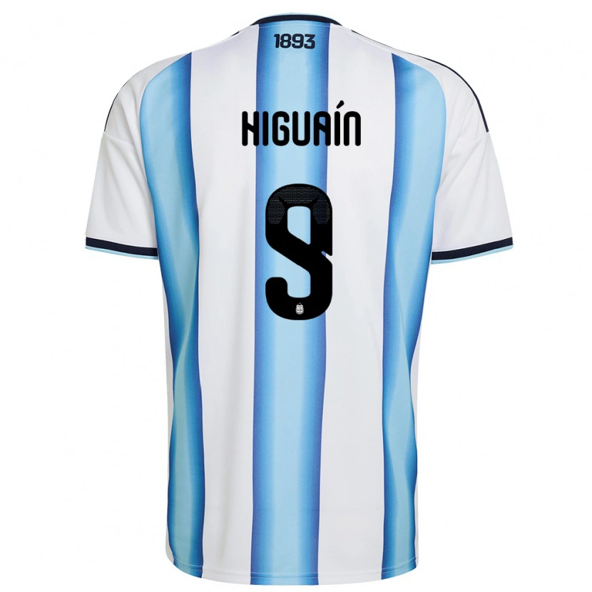 Danxen Niño Camiseta Argentina Gonzalo Higuain #9 Blanco Azul Cielo Marino 1ª Equipación 26-28 La Camisa