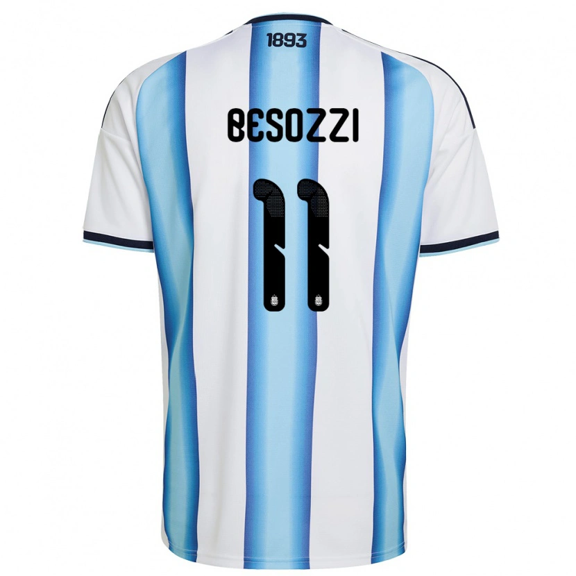 Danxen Niño Camiseta Argentina Lucas Besozzi #11 Blanco Azul Cielo Marino 1ª Equipación 26-28 La Camisa