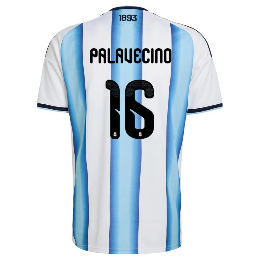 Danxen Niño Camiseta Argentina Nicolas Palavecino #16 Blanco Azul Cielo Marino 1ª Equipación 26-28 La Camisa
