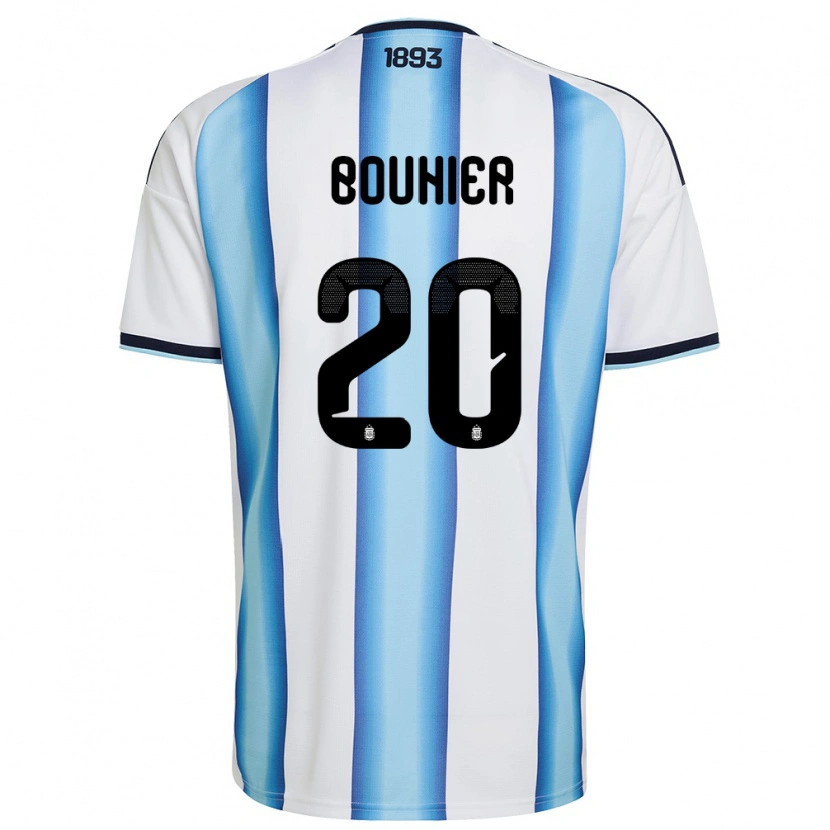 Danxen Niño Camiseta Argentina Gastón Bouhier #20 Blanco Azul Cielo Marino 1ª Equipación 26-28 La Camisa