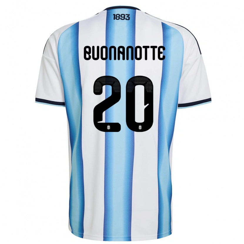 Danxen Niño Camiseta Argentina Facundo Buonanotte #20 Blanco Azul Cielo Marino 1ª Equipación 26-28 La Camisa