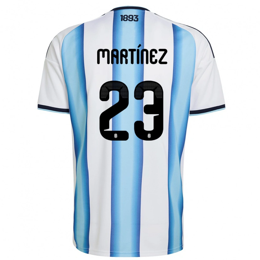 Danxen Niño Camiseta Argentina Emiliano Martínez #23 Blanco Azul Cielo Marino 1ª Equipación 26-28 La Camisa
