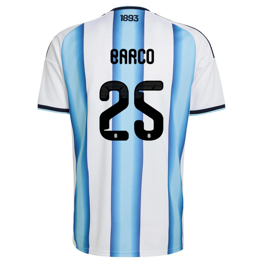 Danxen Niño Camiseta Argentina Valentín Barco #25 Blanco Azul Cielo Marino 1ª Equipación 26-28 La Camisa