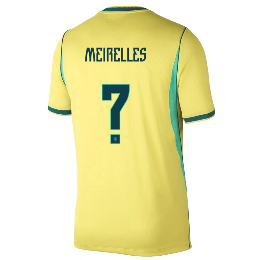 Danxen Niño Camiseta Brasil Luca Meirelles #0 Amarillo Verde 1ª Equipación 26-28 La Camisa