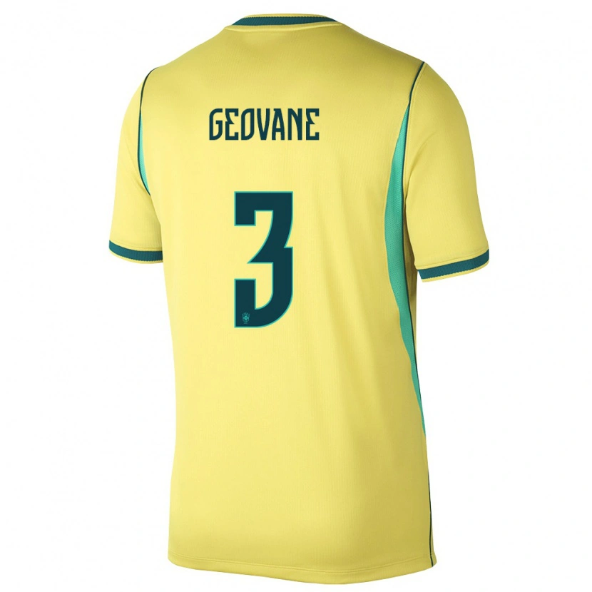 Danxen Niño Camiseta Brasil Geovane #3 Amarillo Verde 1ª Equipación 26-28 La Camisa
