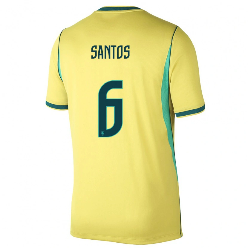 Danxen Niño Camiseta Brasil Douglas Santos #6 Amarillo Verde 1ª Equipación 26-28 La Camisa