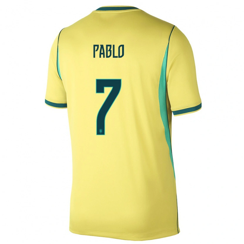 Danxen Niño Camiseta Brasil Ruan Pablo #7 Amarillo Verde 1ª Equipación 26-28 La Camisa