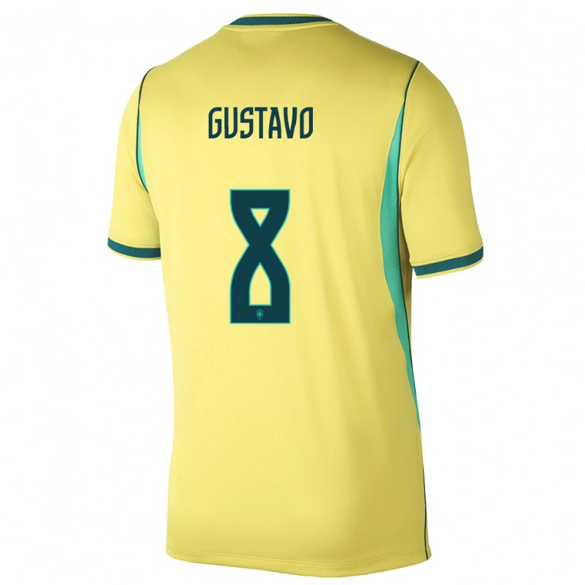 Danxen Niño Camiseta Brasil Luiz Gustavo #8 Amarillo Verde 1ª Equipación 26-28 La Camisa