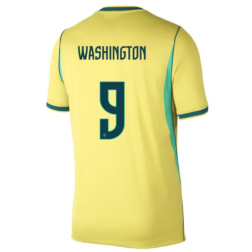 Danxen Niño Camiseta Brasil Deivid Washington #9 Amarillo Verde 1ª Equipación 26-28 La Camisa