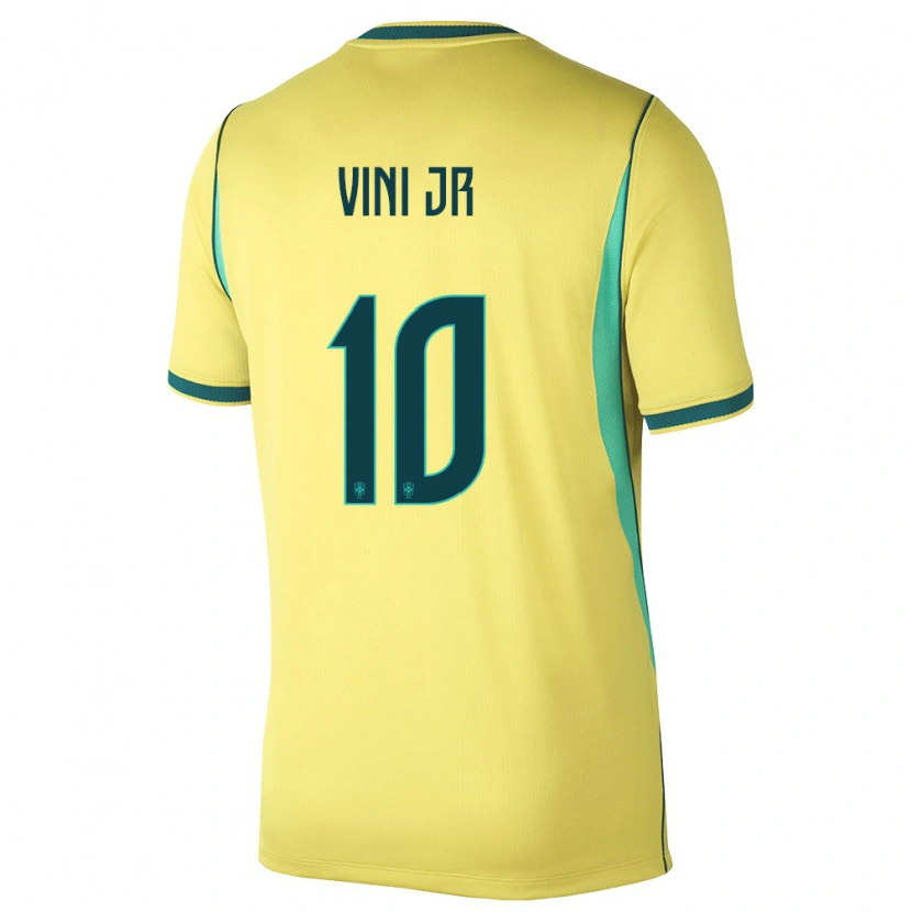 Danxen Niño Camiseta Brasil Vinicius Junior #10 Amarillo Verde 1ª Equipación 26-28 La Camisa