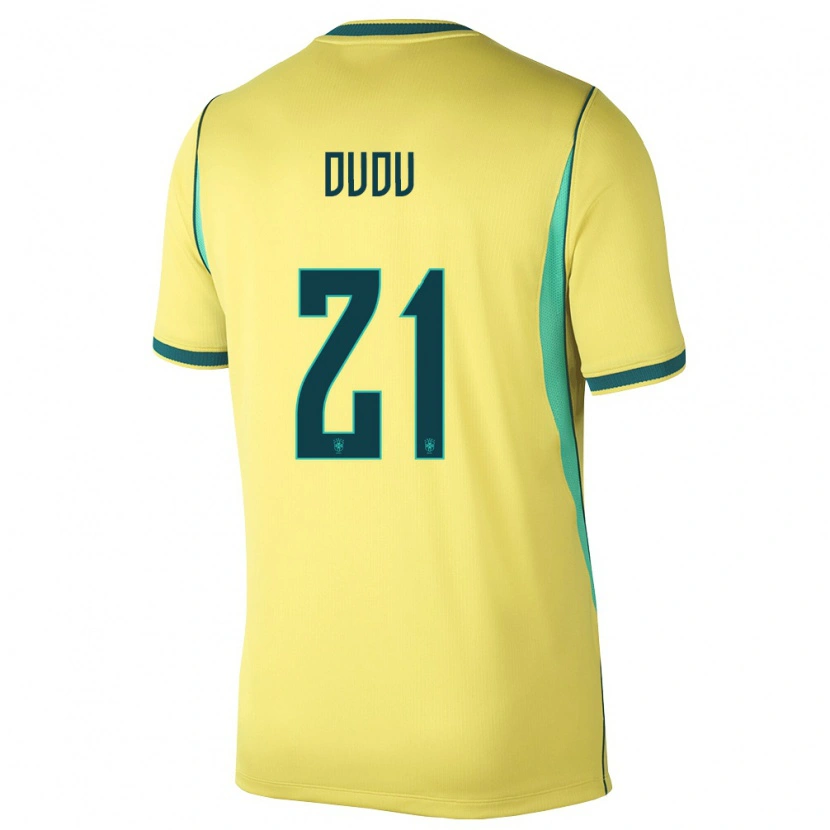 Danxen Niño Camiseta Brasil Dudu #21 Amarillo Verde 1ª Equipación 26-28 La Camisa
