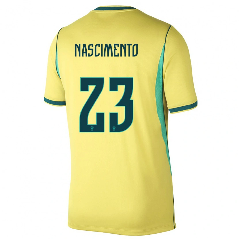 Danxen Niño Camiseta Brasil Matheus Nascimento #23 Amarillo Verde 1ª Equipación 26-28 La Camisa