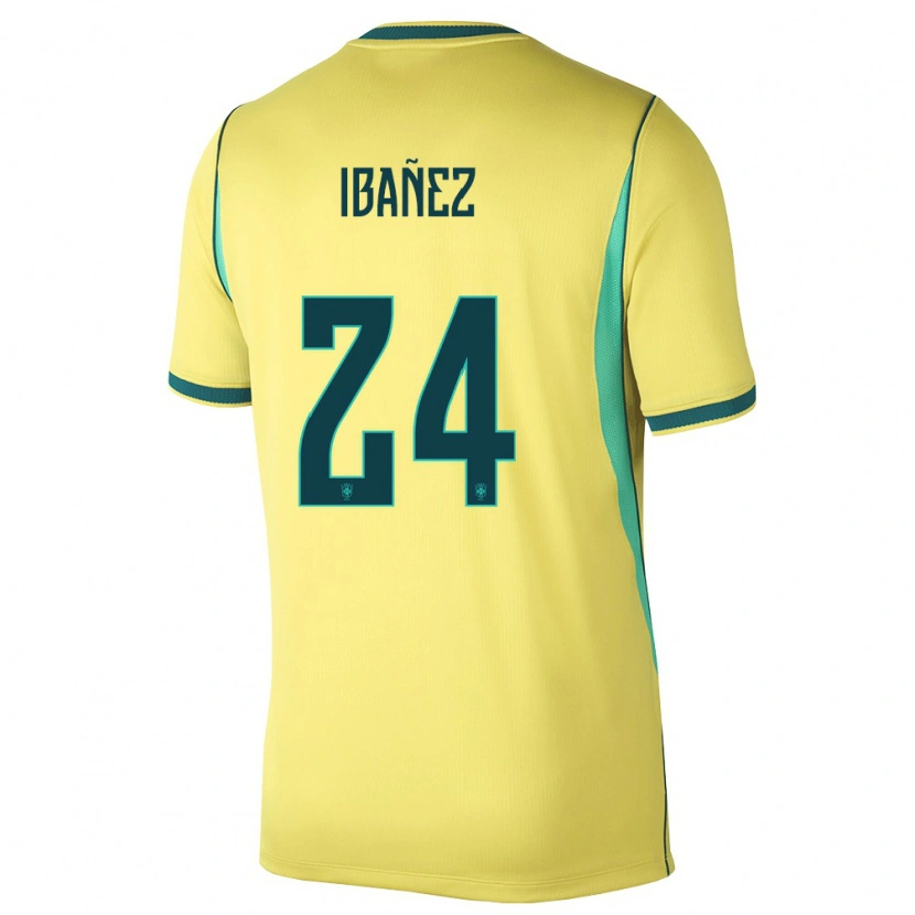Danxen Niño Camiseta Brasil Roger Ibañez #24 Amarillo Verde 1ª Equipación 26-28 La Camisa