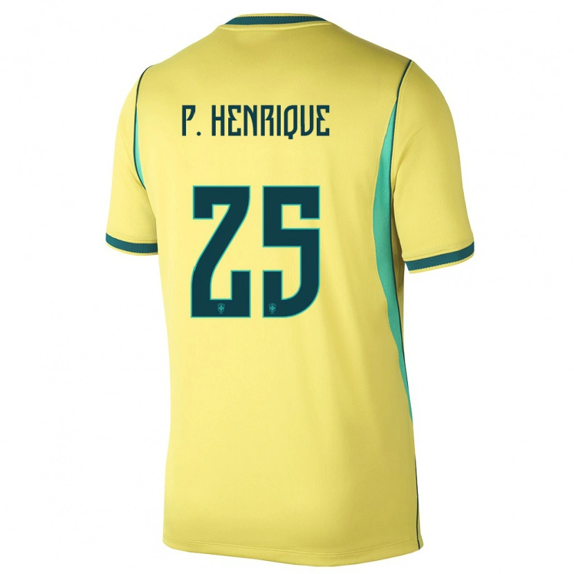 Danxen Niño Camiseta Brasil Paulo Henrique #25 Amarillo Verde 1ª Equipación 26-28 La Camisa