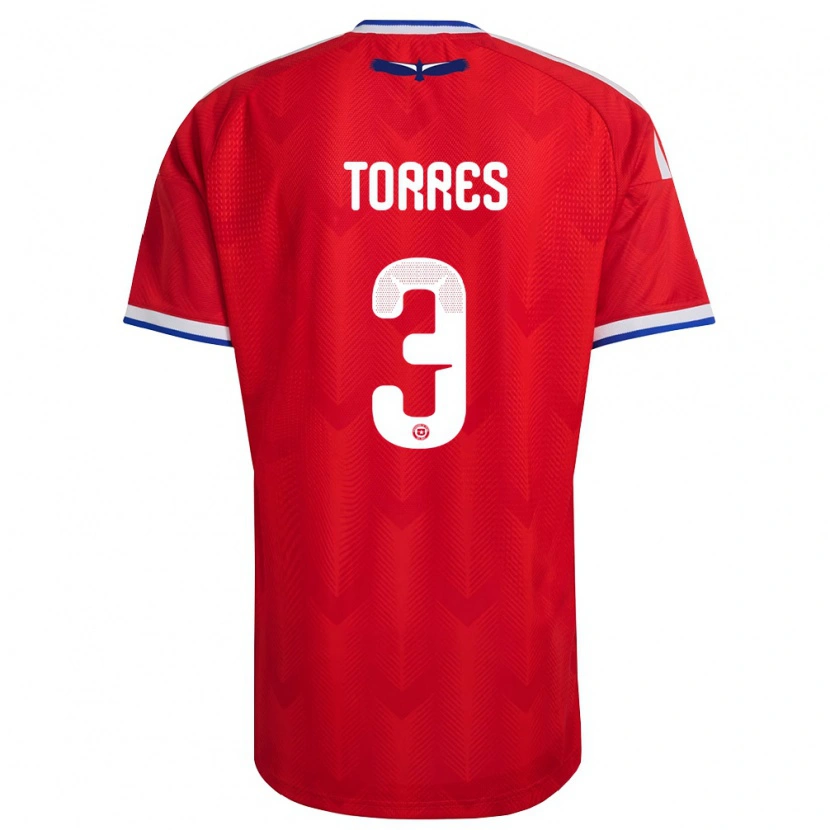 Danxen Niño Camiseta Chile Bruno Torres #3 Rojo Blanco Azul 1ª Equipación 26-28 La Camisa