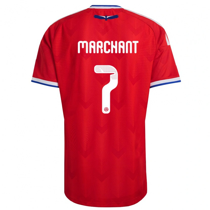 Danxen Niño Camiseta Chile Francisco Marchant #7 Rojo Blanco Azul 1ª Equipación 26-28 La Camisa
