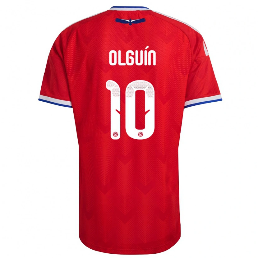Danxen Niño Camiseta Chile Agustín Olguín #10 Rojo Blanco Azul 1ª Equipación 26-28 La Camisa